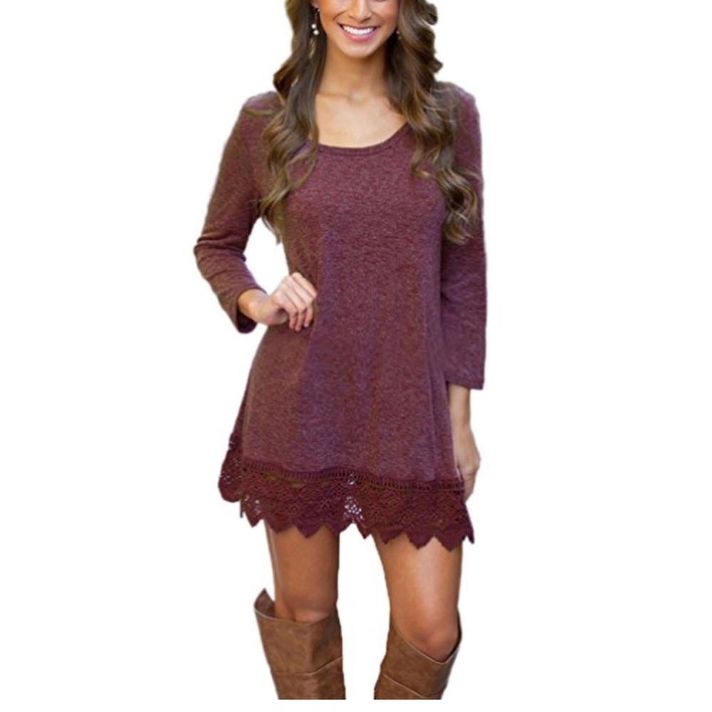 MiYang Woman's long sleeve A-line lace dress